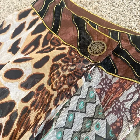 Vintage Sandy Starkman 80s-90s Geometric Mixed Animal Print Asymmetrical Skirt S - Picture 6 of 9